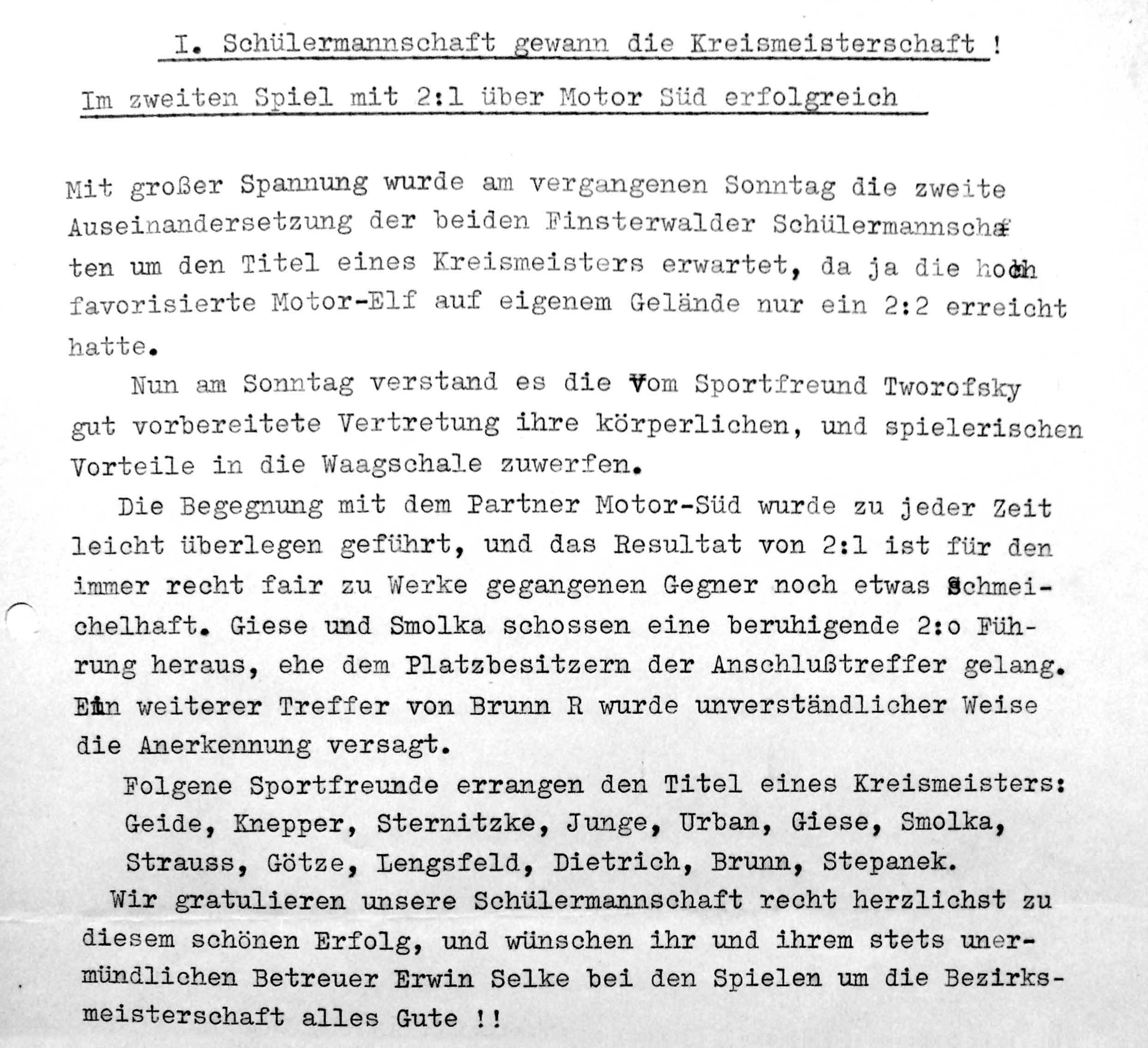 Schülermannschaft (C) erringt den Kreismeistertitel.