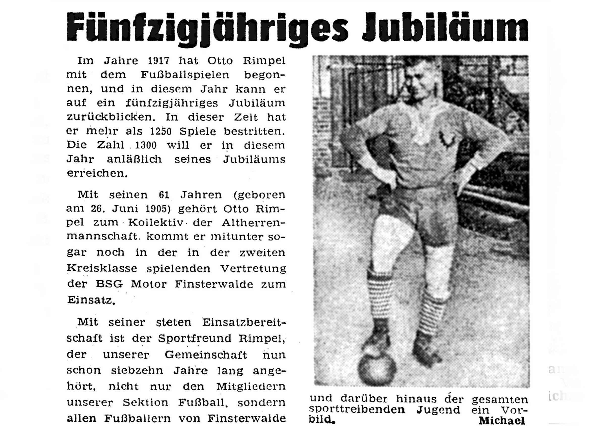 Artikel in der Fußballzeitschrift der DDR "Fußballwoche"