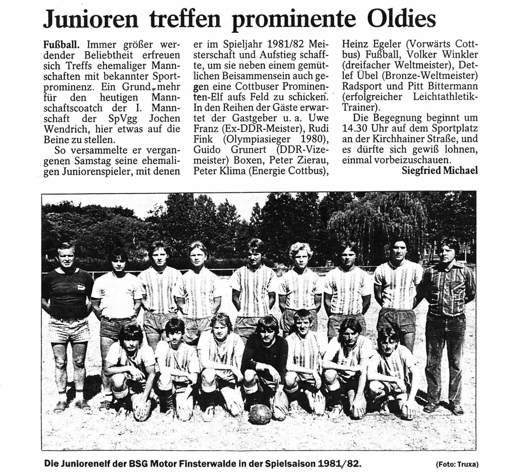 Zeitungsartikel zu einem Freundschaftsvergleich