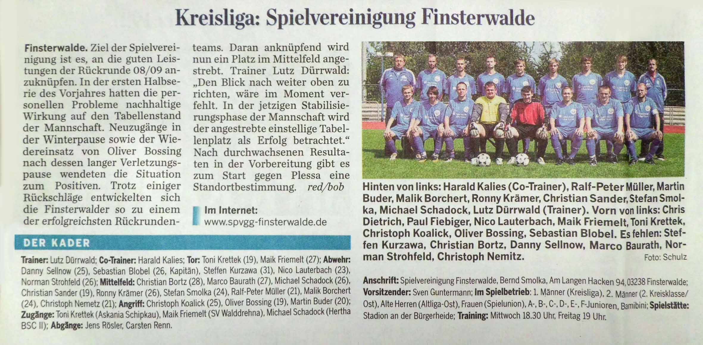 SpVgg-Team der 1. Männer wurde in der LR vorgestellt