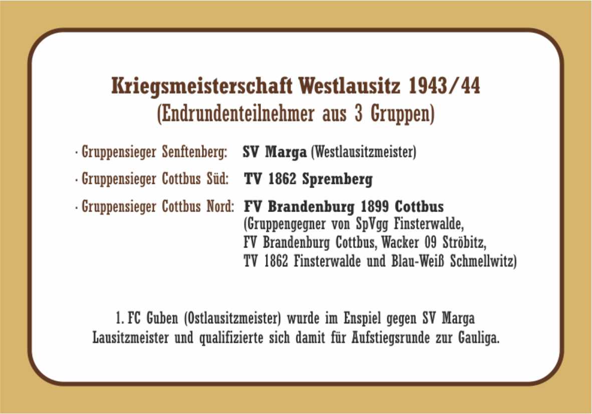 Saison 1943/44 - Lokale Kriegsmeisterschaft