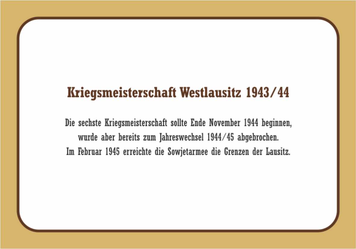 Saison 1944/45 - Lokale Kriegsmeisterschaft